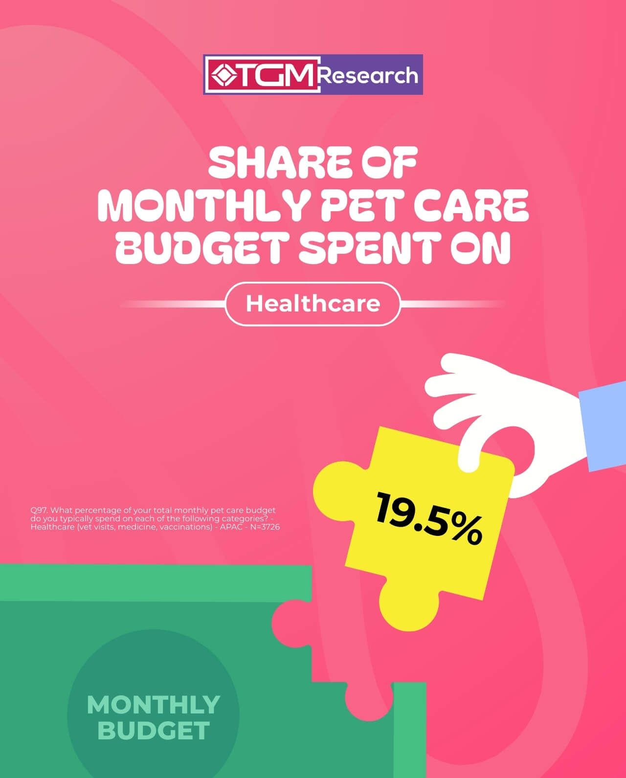 Healthcare now takes up about one-fifth of monthly pet budgets on average (19.48%)