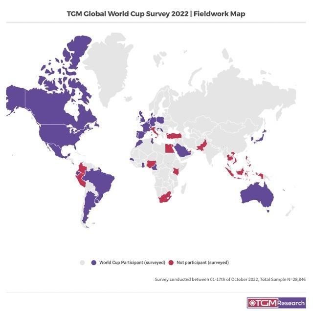 TGM Global World Cup Survey 2022 - Research Fieldwork Map